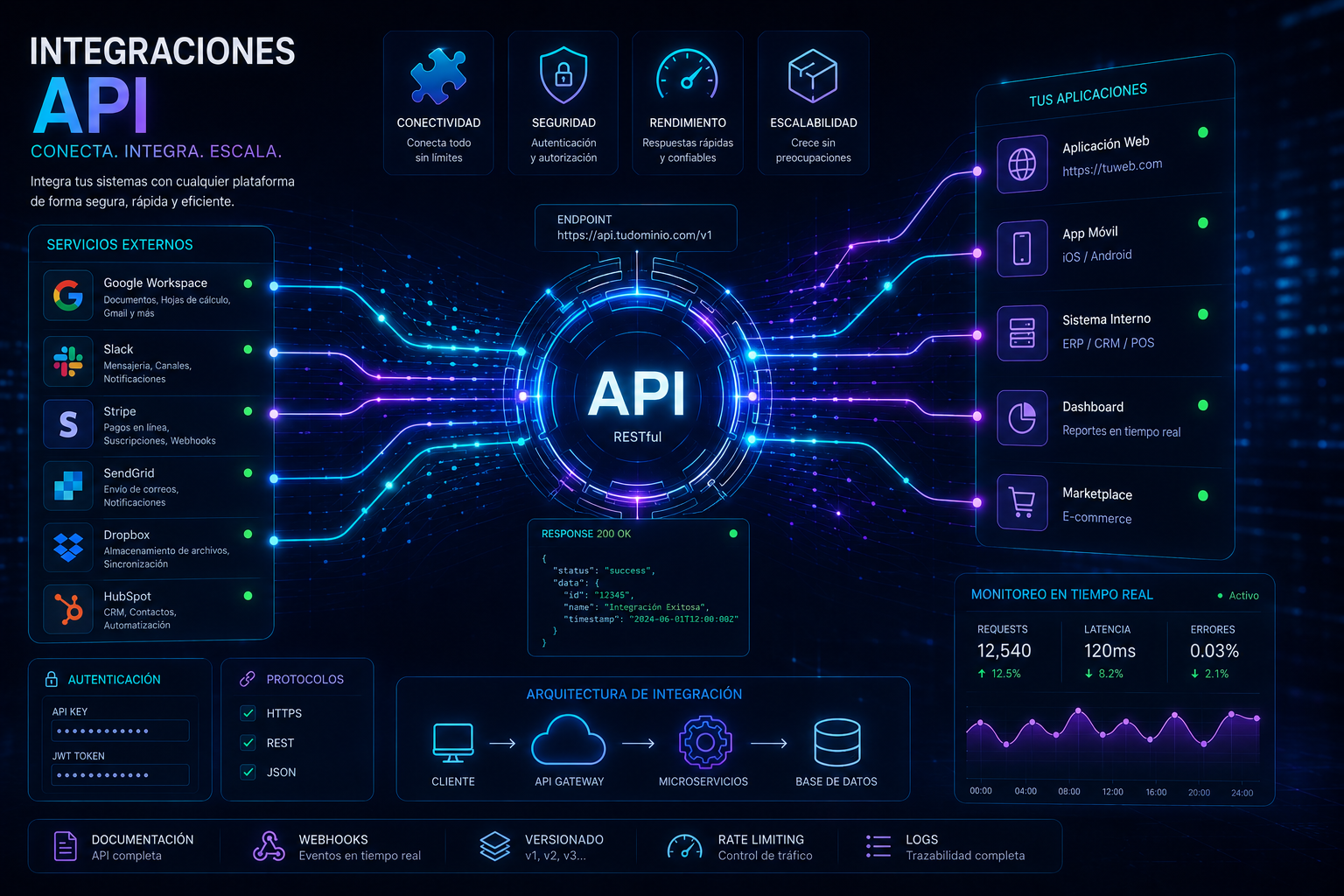 Integraciones API y conexión entre sistemas